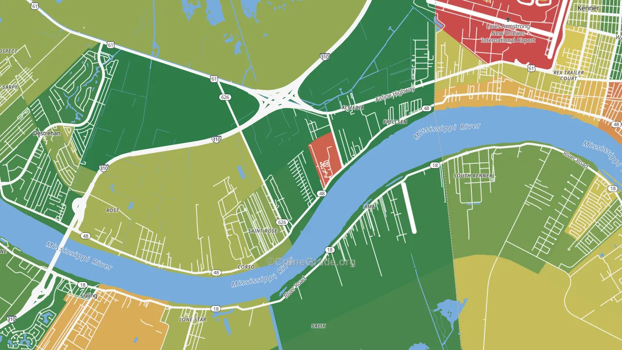 St. Rose, LA Map of Vandalism Rates