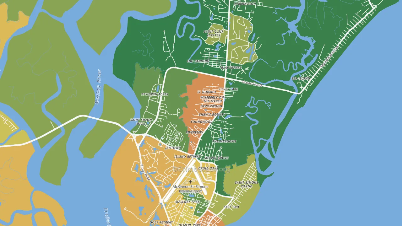 St. Simons, GA Map of Vandalism Rates