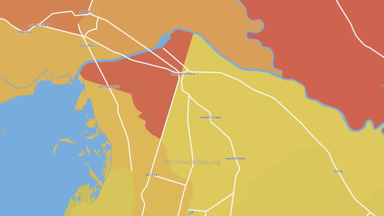 St. Stephen, SC Map of Vandalism Rates