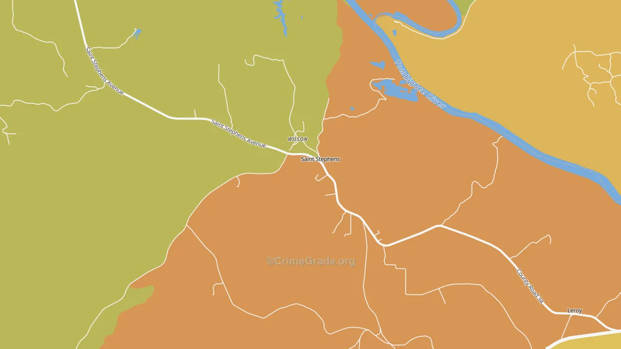 St. Stephens, AL Map of Vandalism Rates
