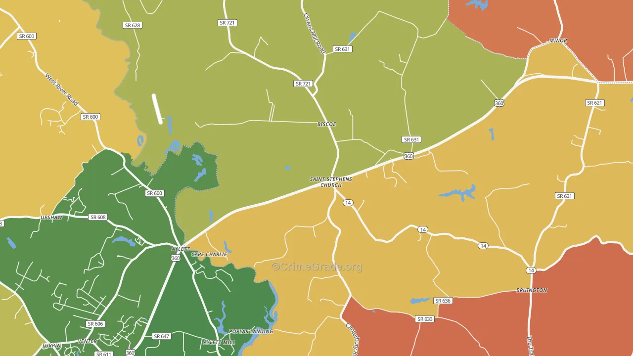 St. Stephens Church, VA Map of Vandalism Rates