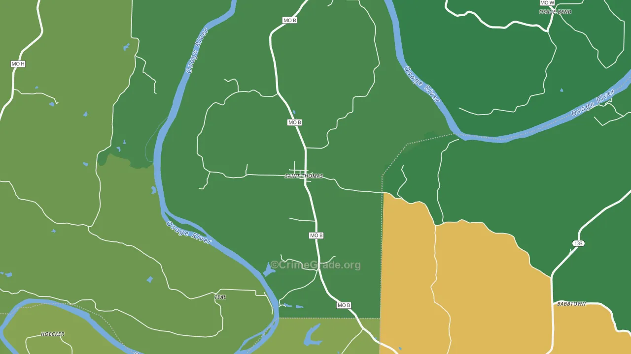 St. Thomas, MO Map of Vandalism Rates