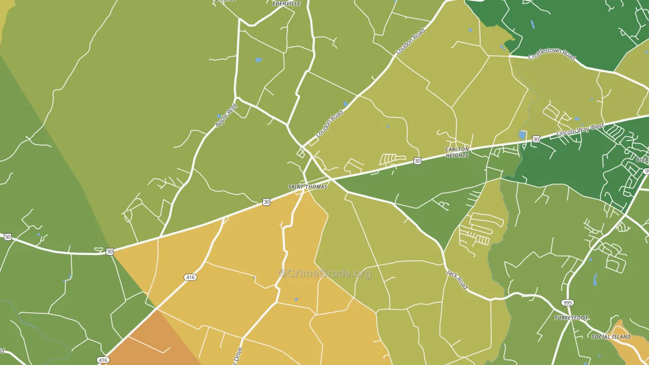 St. Thomas, PA Map of Vandalism Rates