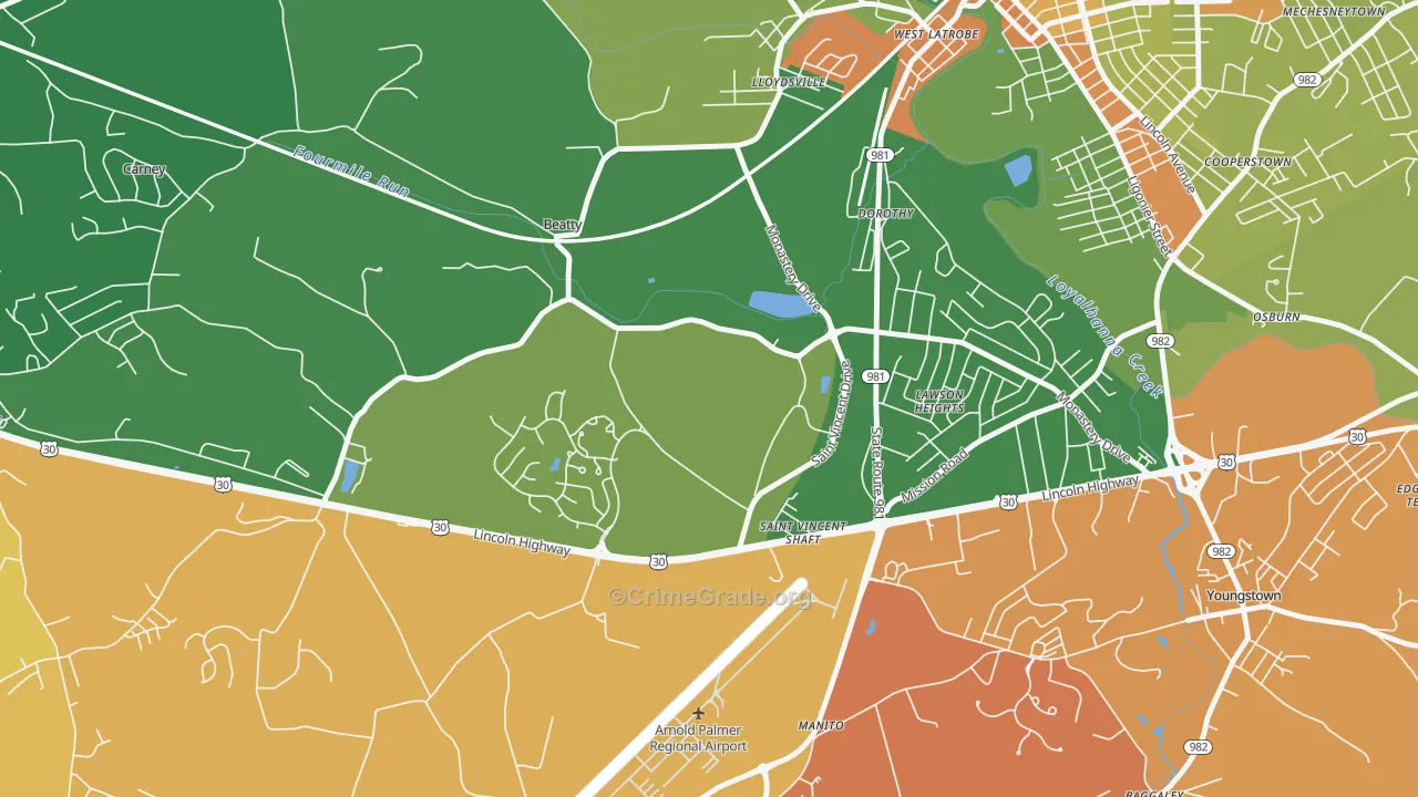 St. Vincent College, PA Map of Vandalism Rates