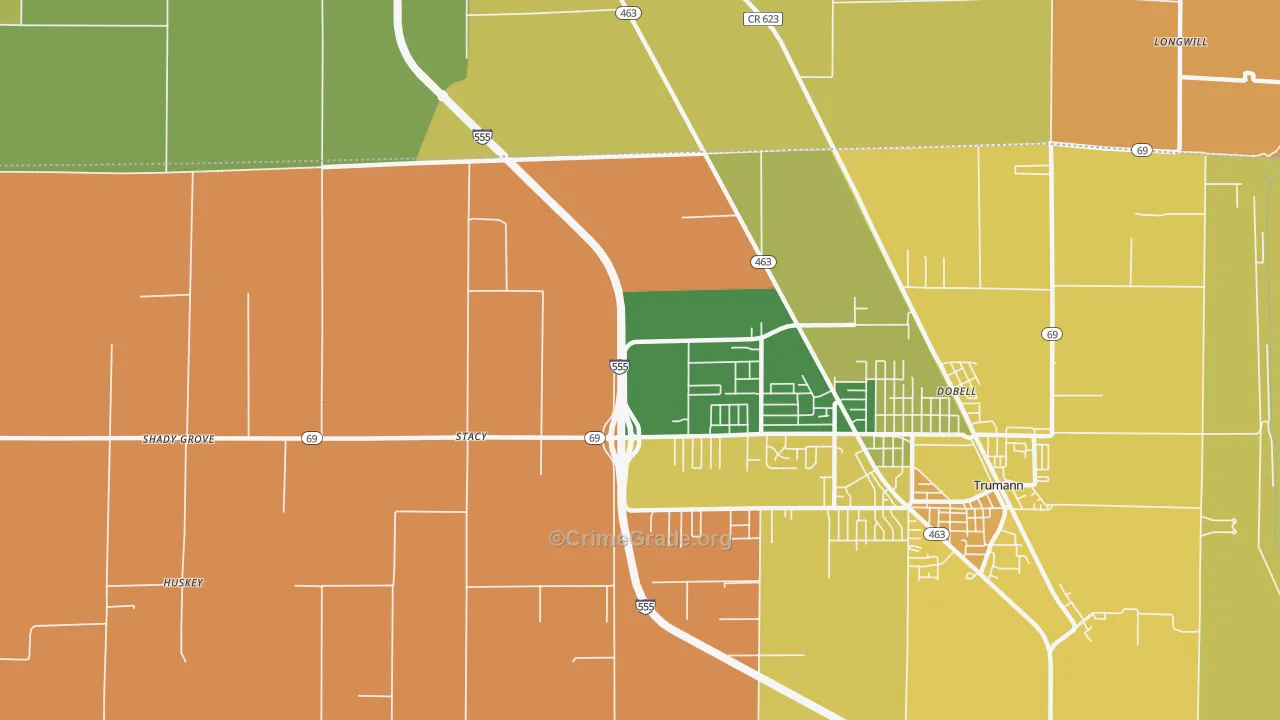 Stacy, AR Map of Vandalism Rates
