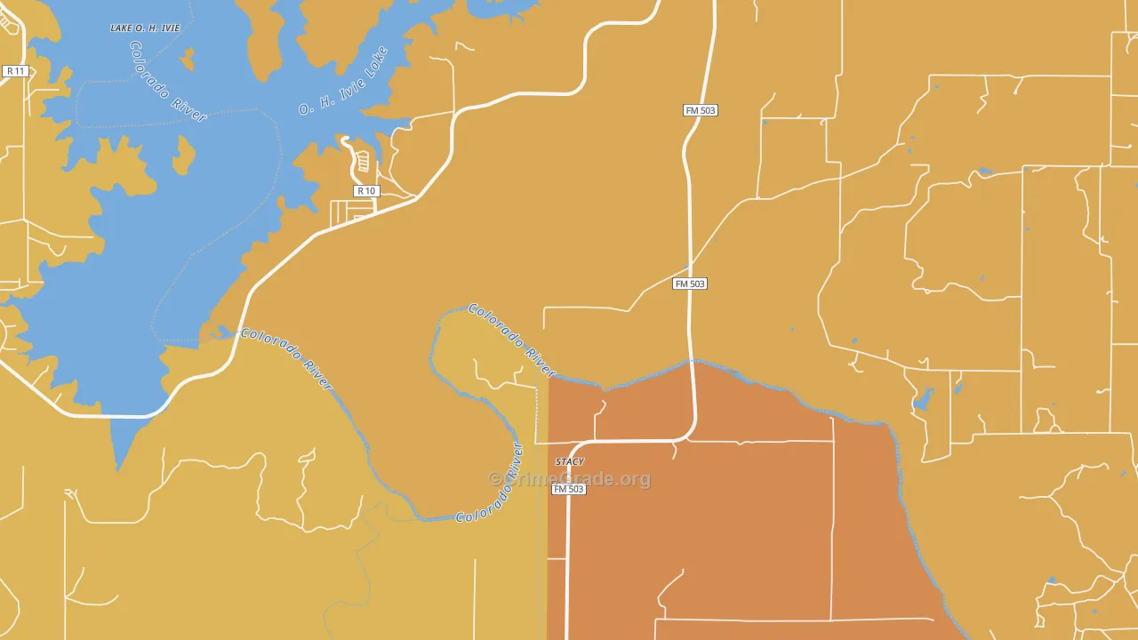 Stacy, TX Map of Vandalism Rates