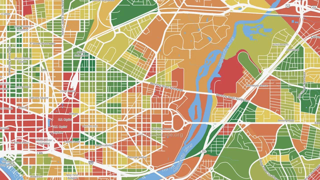 Stadium-Armory, Washington, DC Map of Vandalism Rates