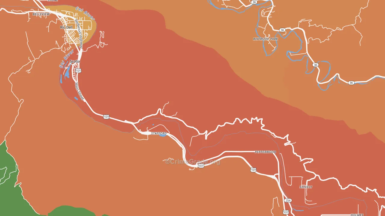 Stafford, CA Map of Vandalism Rates
