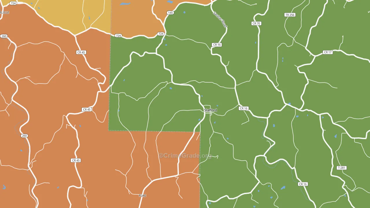 Stafford, OH Map of Vandalism Rates