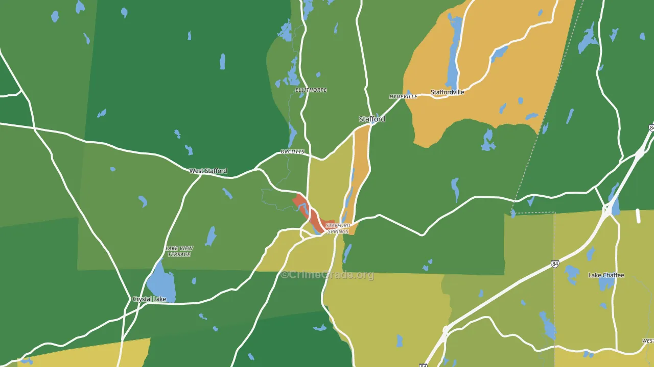 Stafford Springs, CT Map of Vandalism Rates