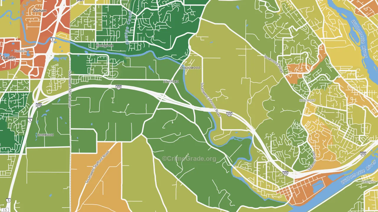 Stafford-Tualatin Valley, West Linn, OR Map of Vandalism Rates