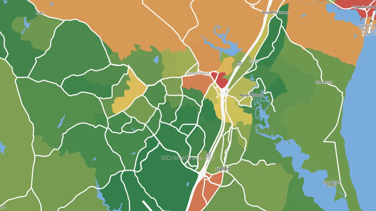 Stafford, VA Map of Vandalism Rates