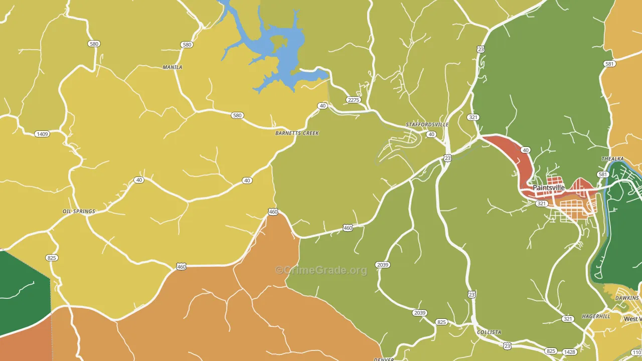 Staffordsville, KY Map of Vandalism Rates