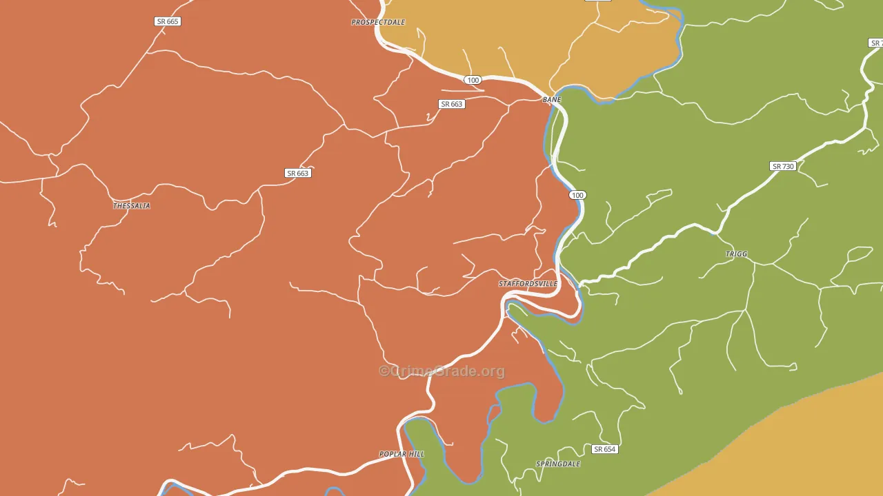 Staffordsville, VA Map of Vandalism Rates