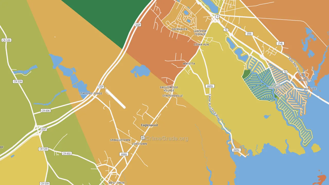 Staffordville, NJ Map of Vandalism Rates