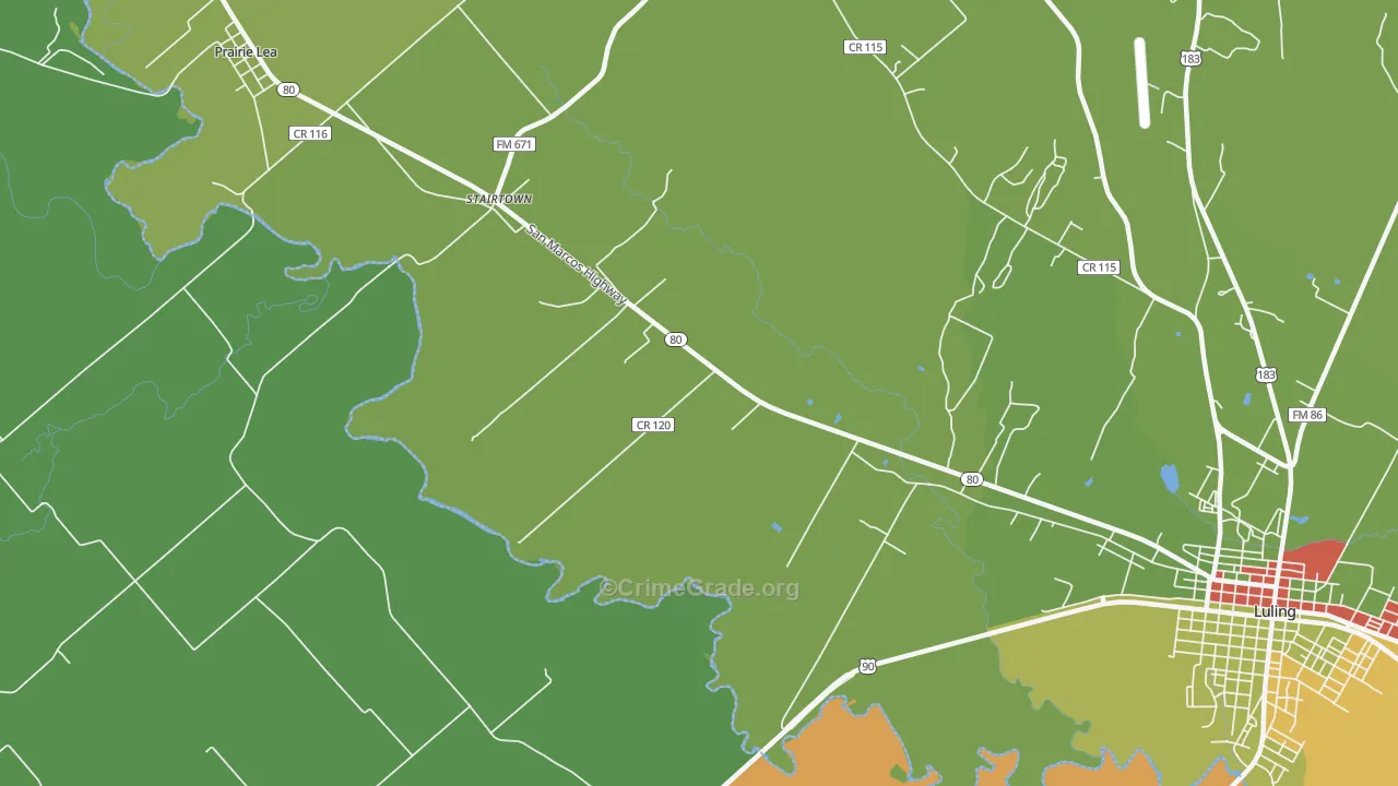 Stairtown, TX Map of Vandalism Rates