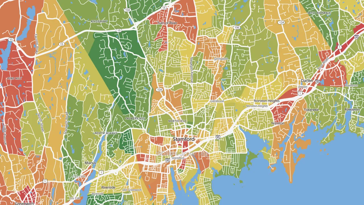 Stamford, CT Map of Vandalism Rates