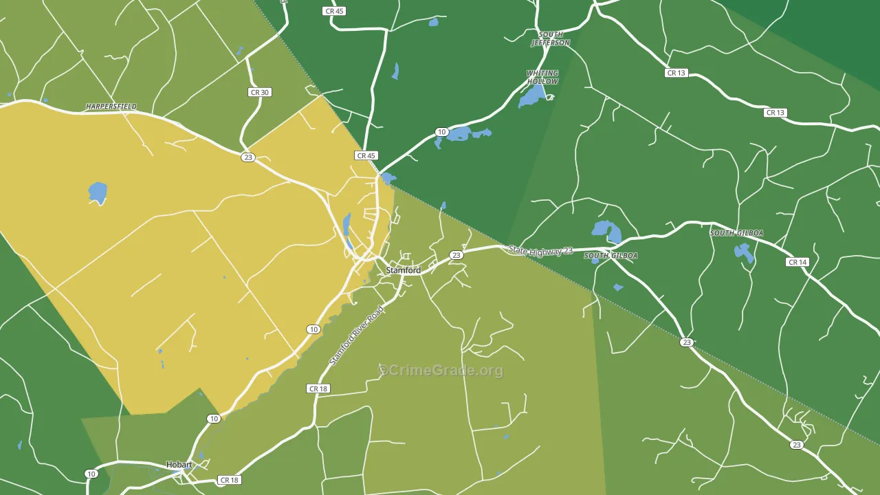 Stamford, NY Map of Vandalism Rates