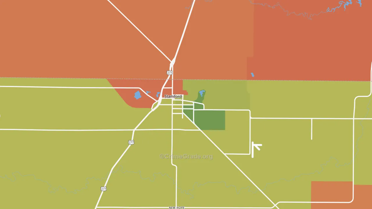 Stamford, TX Map of Vandalism Rates