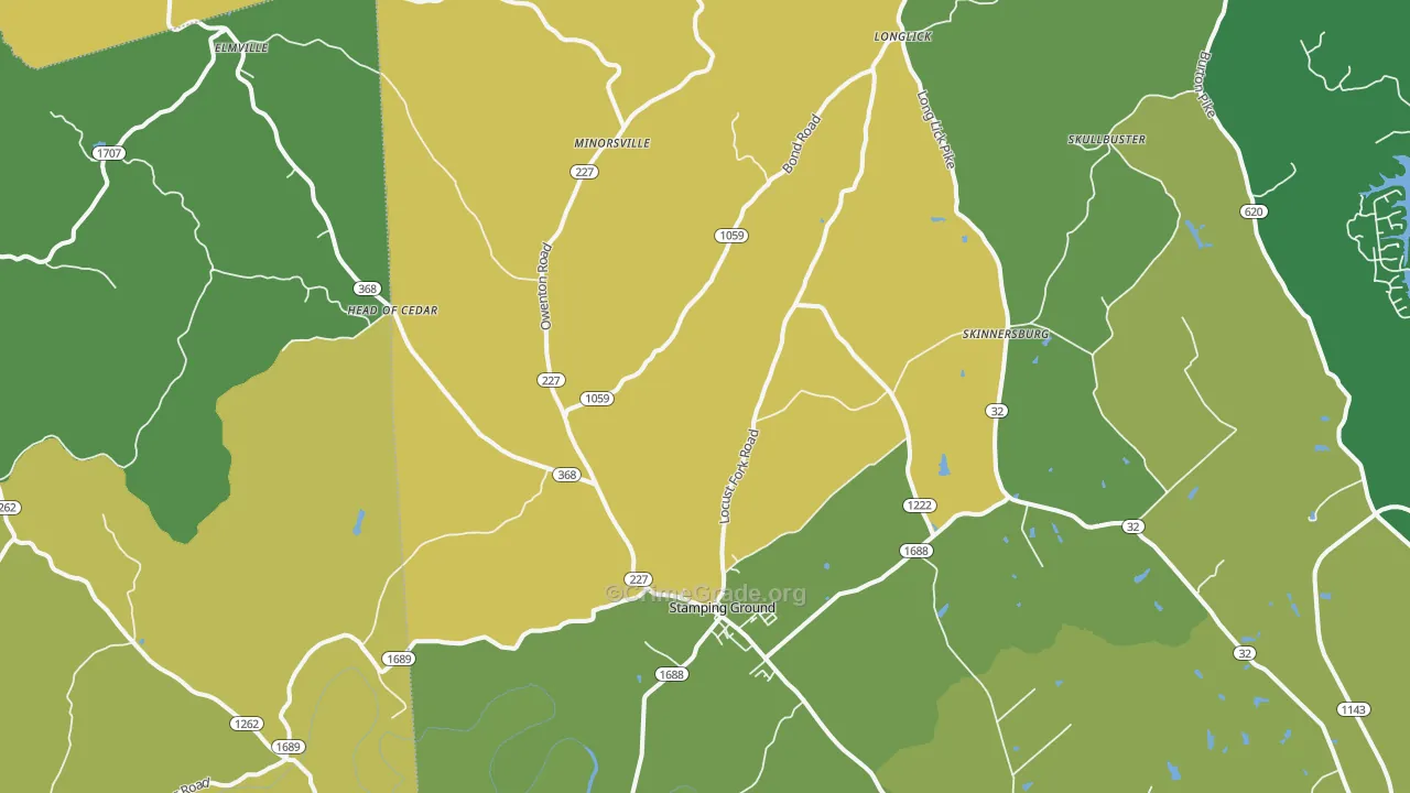 Stamping Ground, KY Map of Vandalism Rates