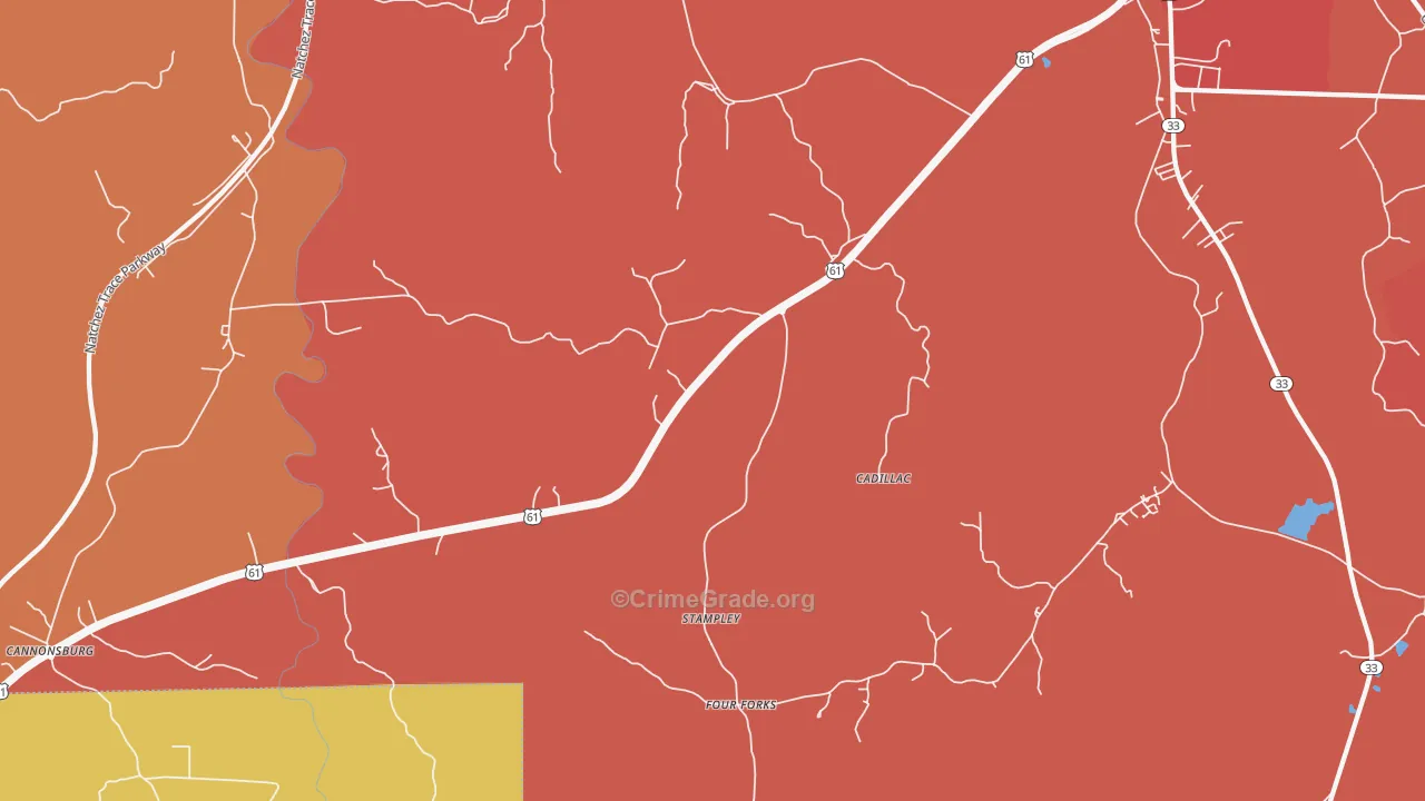 Stampley, MS Map of Vandalism Rates
