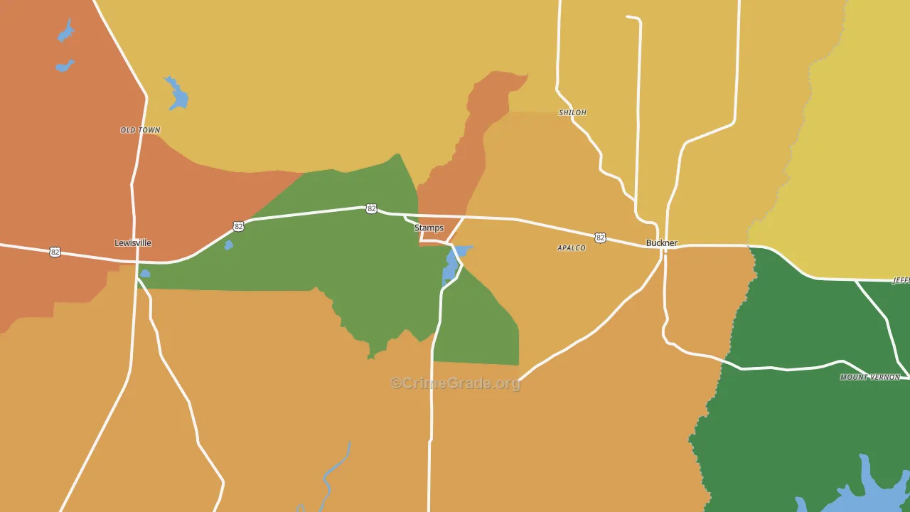 Stamps, AR Map of Vandalism Rates