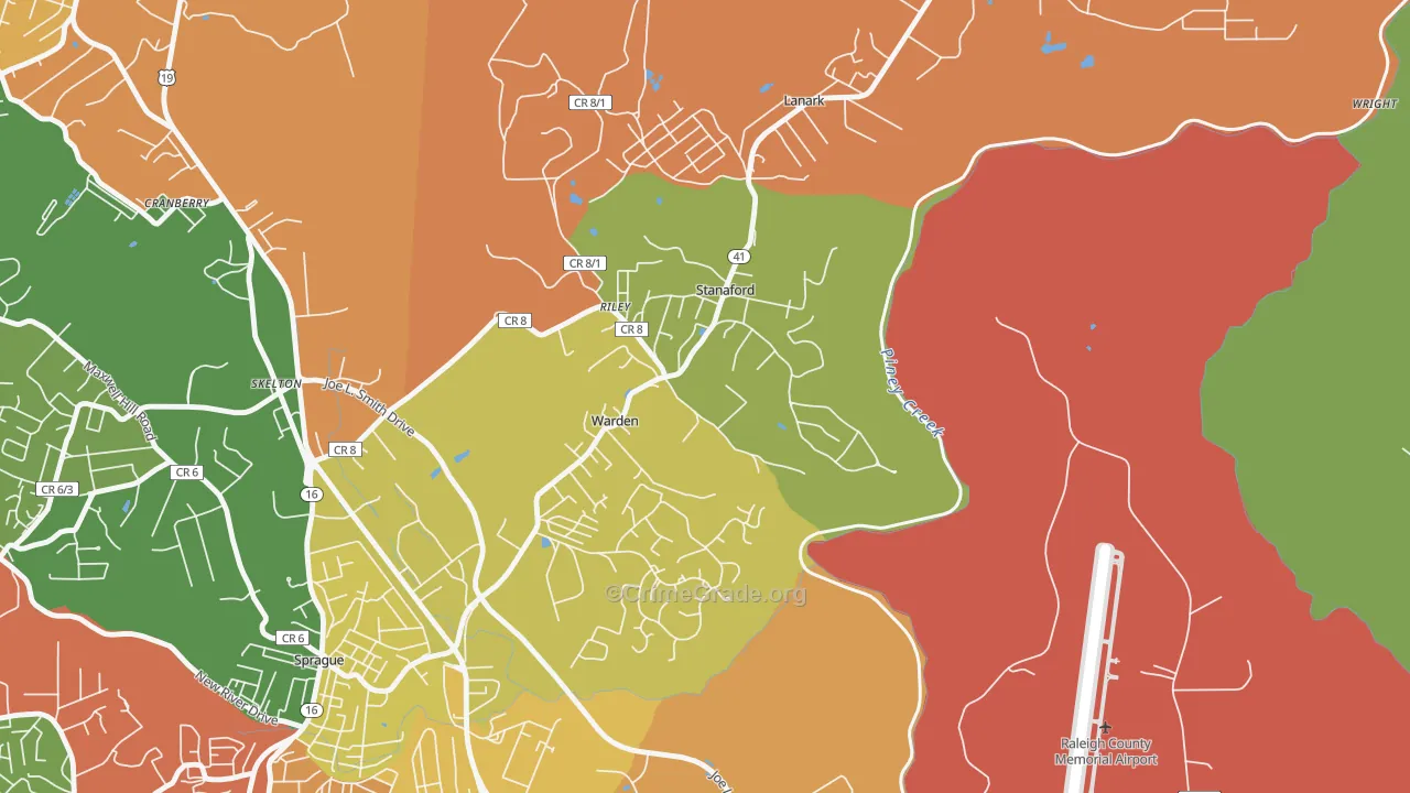 Stanaford, WV Map of Vandalism Rates