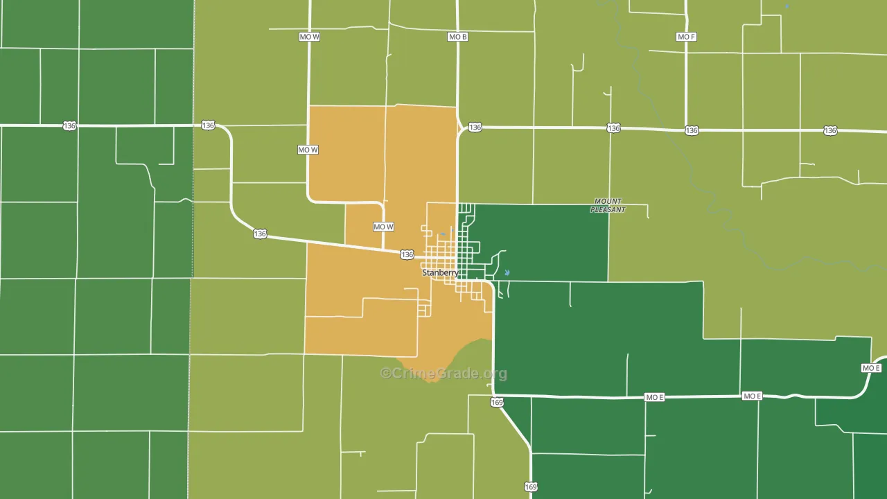 Stanberry, MO Map of Vandalism Rates