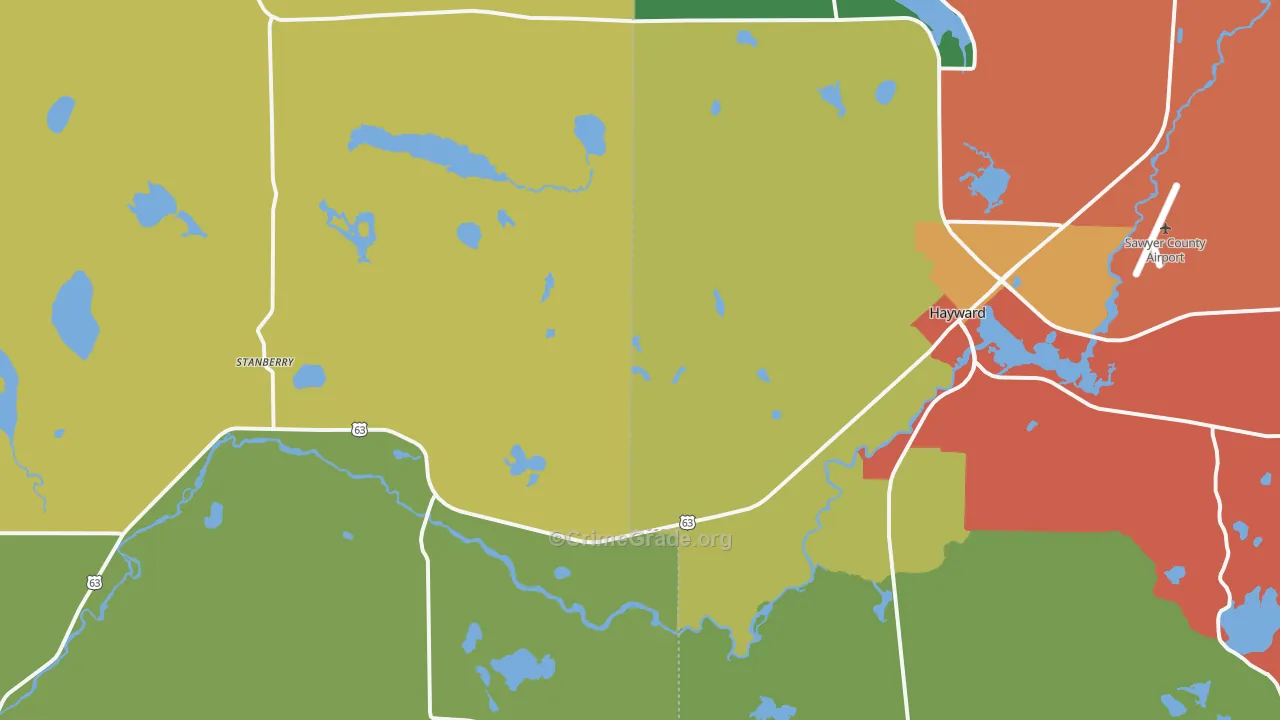 Stanberry, WI Map of Vandalism Rates