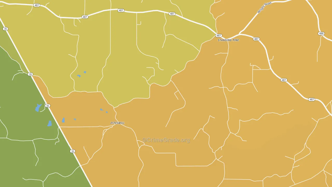 Standing Pine, MS Map of Vandalism Rates