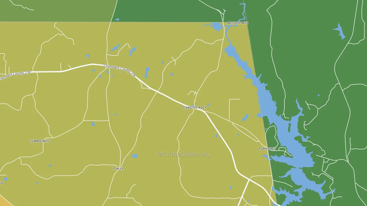 Standing Rock, AL Map of Vandalism Rates