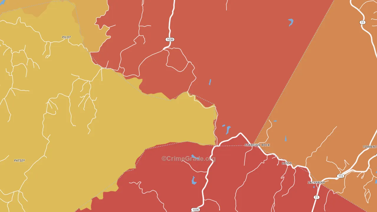 Standing Rock, KY Map of Vandalism Rates