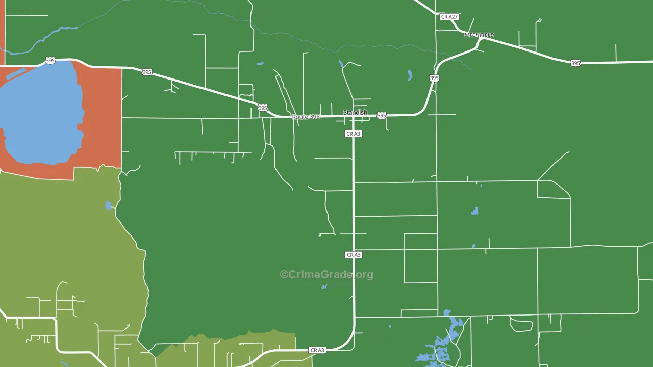 Standish, CA Map of Vandalism Rates