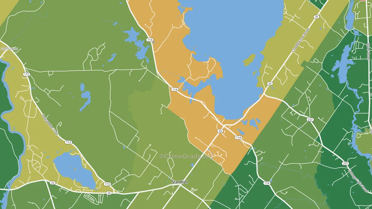 Standish, ME Map of Vandalism Rates