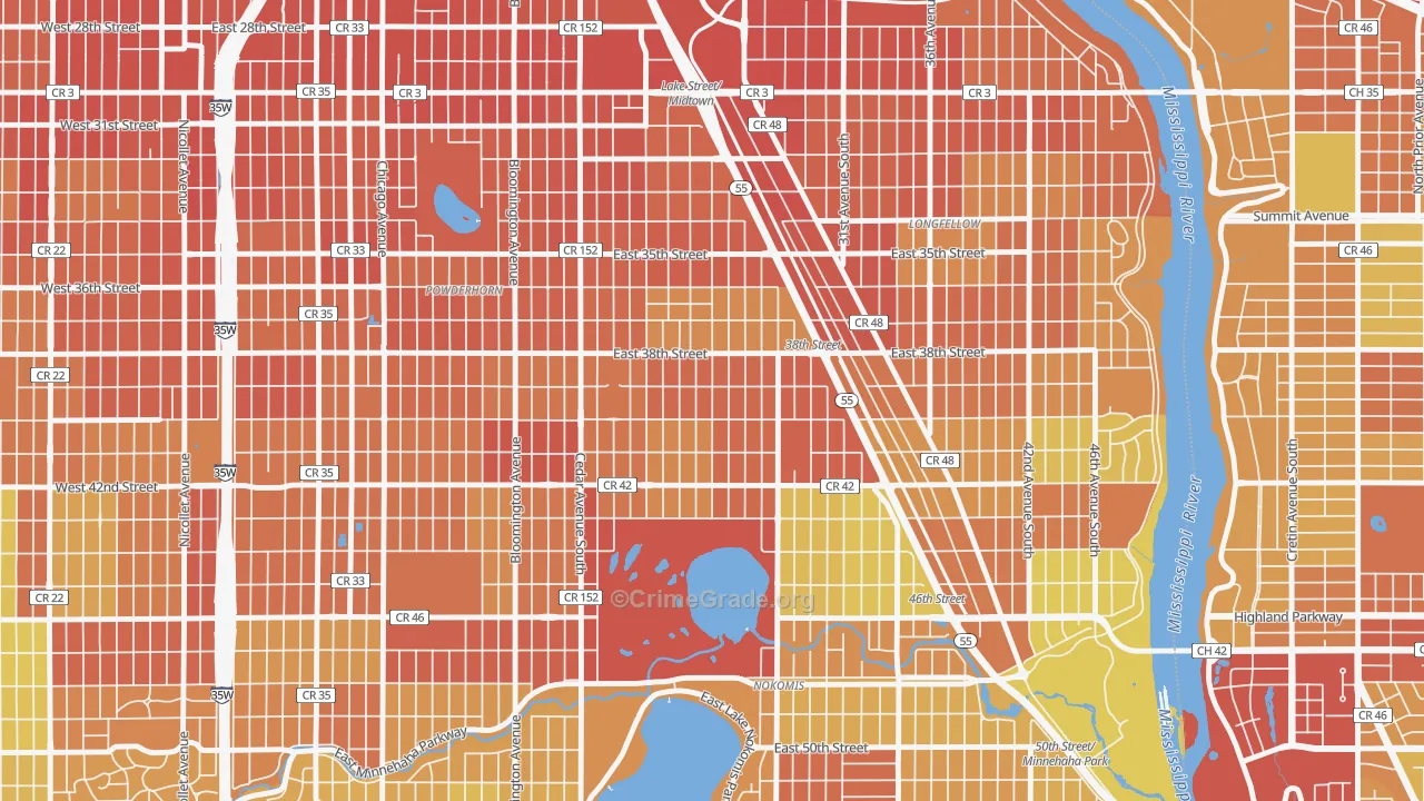 Standish, Minneapolis, MN Map of Vandalism Rates