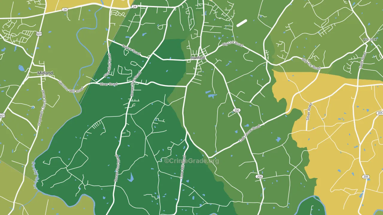 Stanfield, NC Map of Vandalism Rates