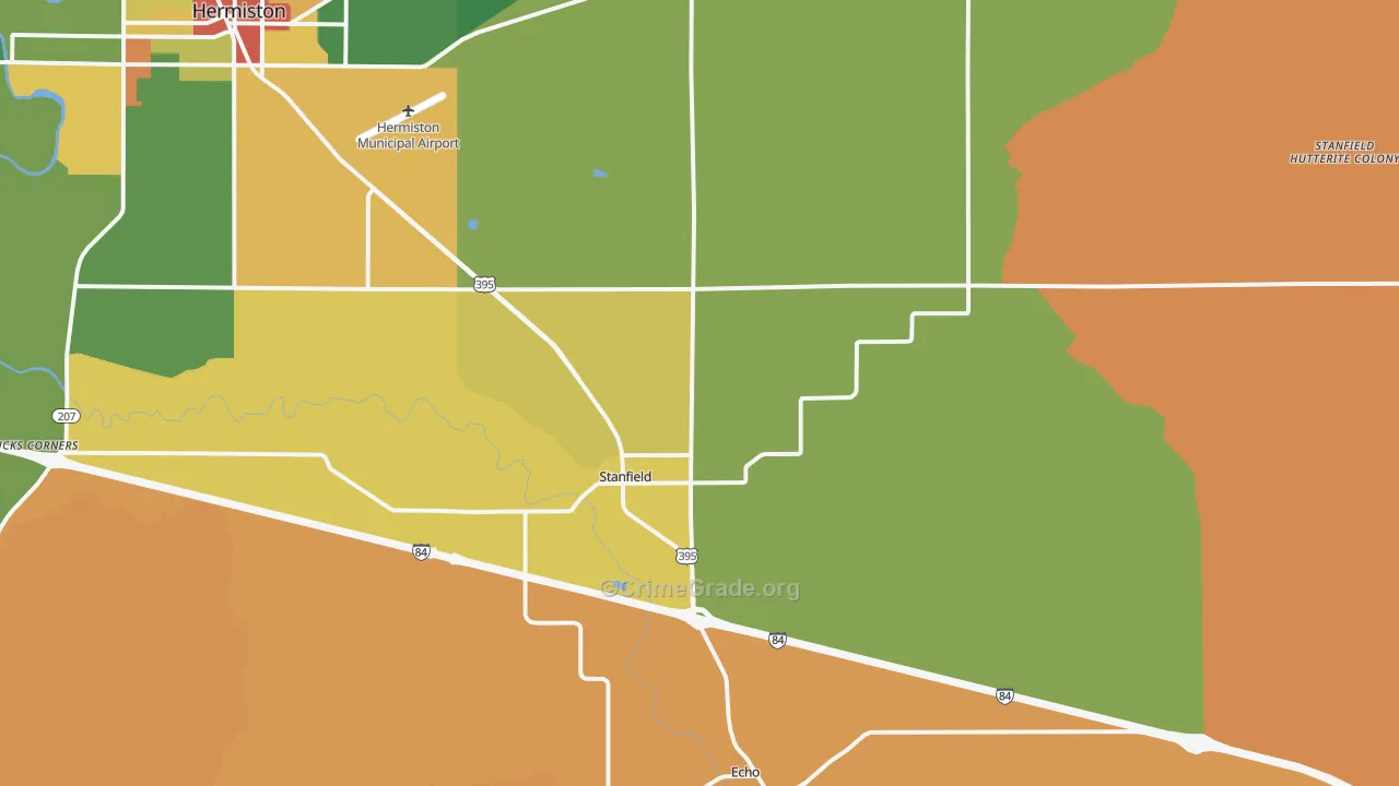 Stanfield, OR Map of Vandalism Rates