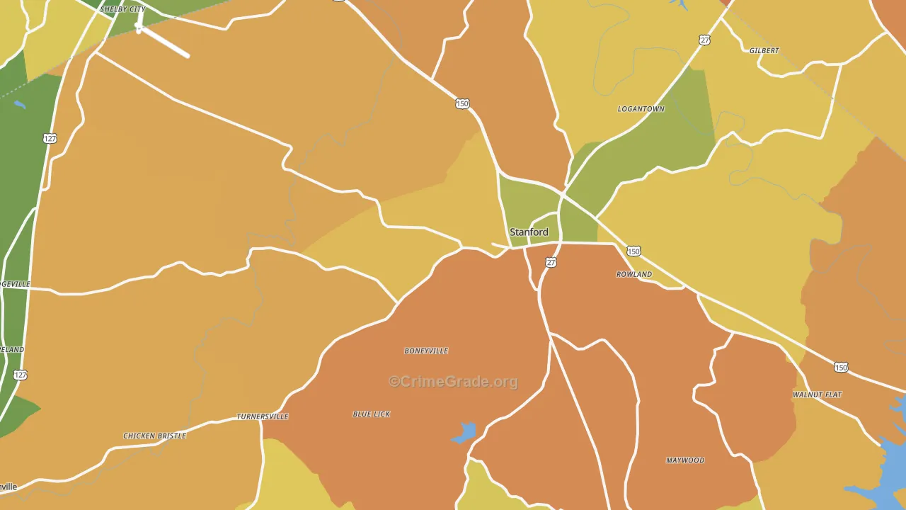 Stanford, KY Map of Vandalism Rates