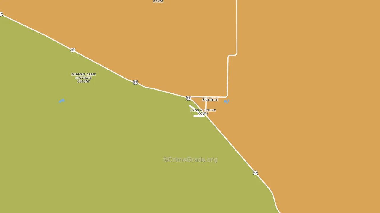 Stanford, MT Map of Vandalism Rates