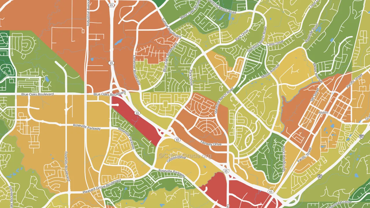 Stanford, Roseville, CA Map of Vandalism Rates