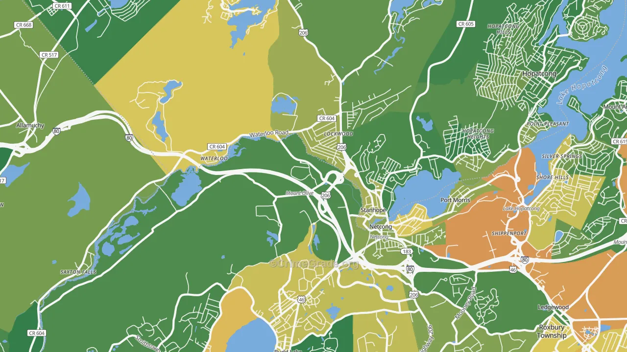 Stanhope, NJ Map of Vandalism Rates