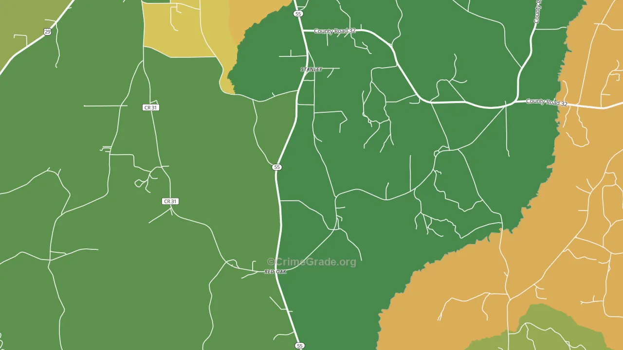 Stanley, AL Map of Vandalism Rates