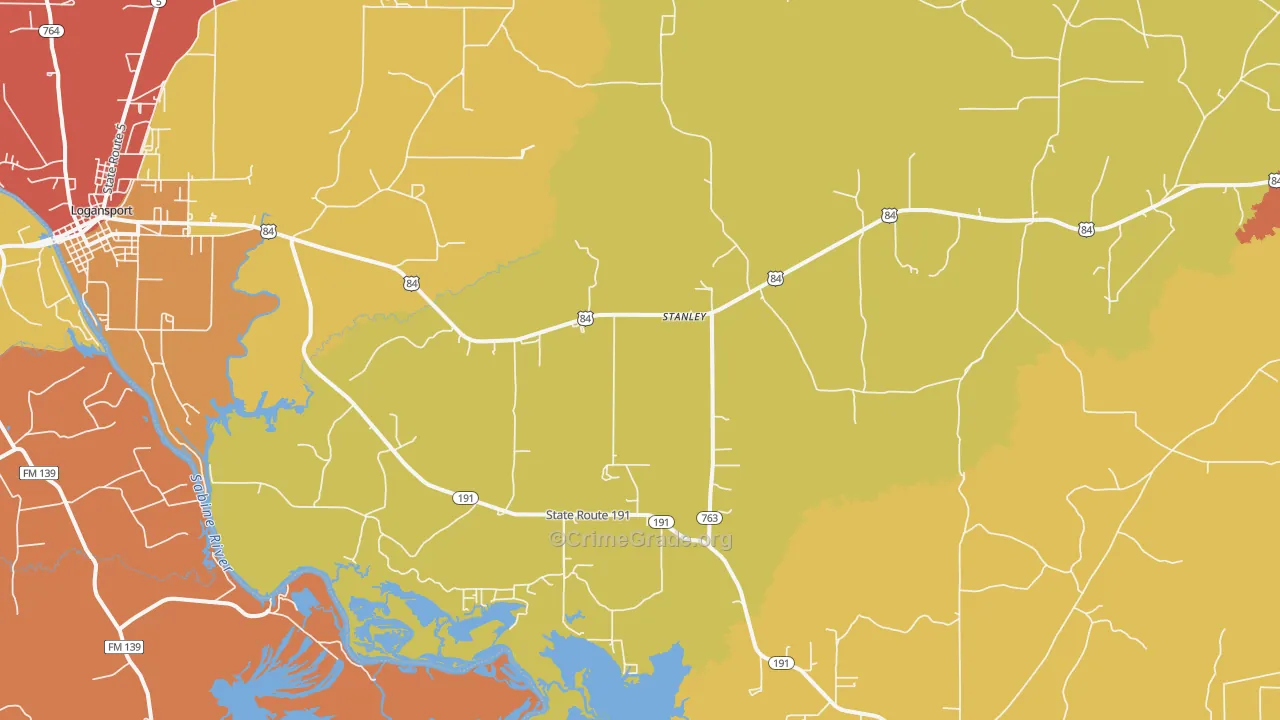 Stanley, LA Map of Vandalism Rates