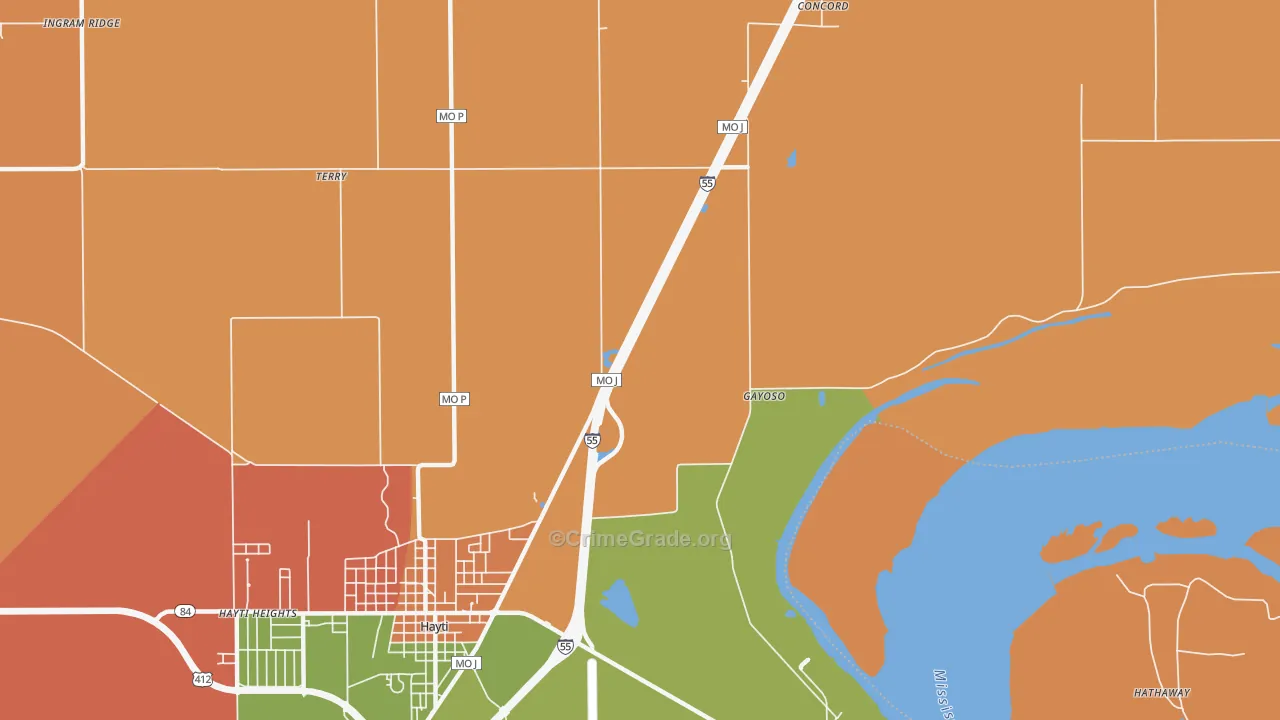 Stanley, MO Map of Vandalism Rates