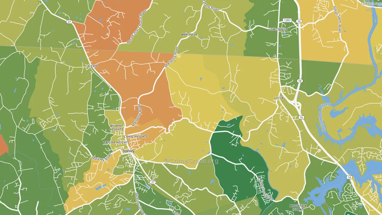 Stanley, NC Map of Vandalism Rates
