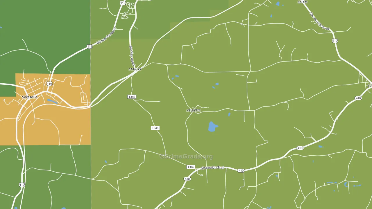 Stanley, PA Map of Vandalism Rates