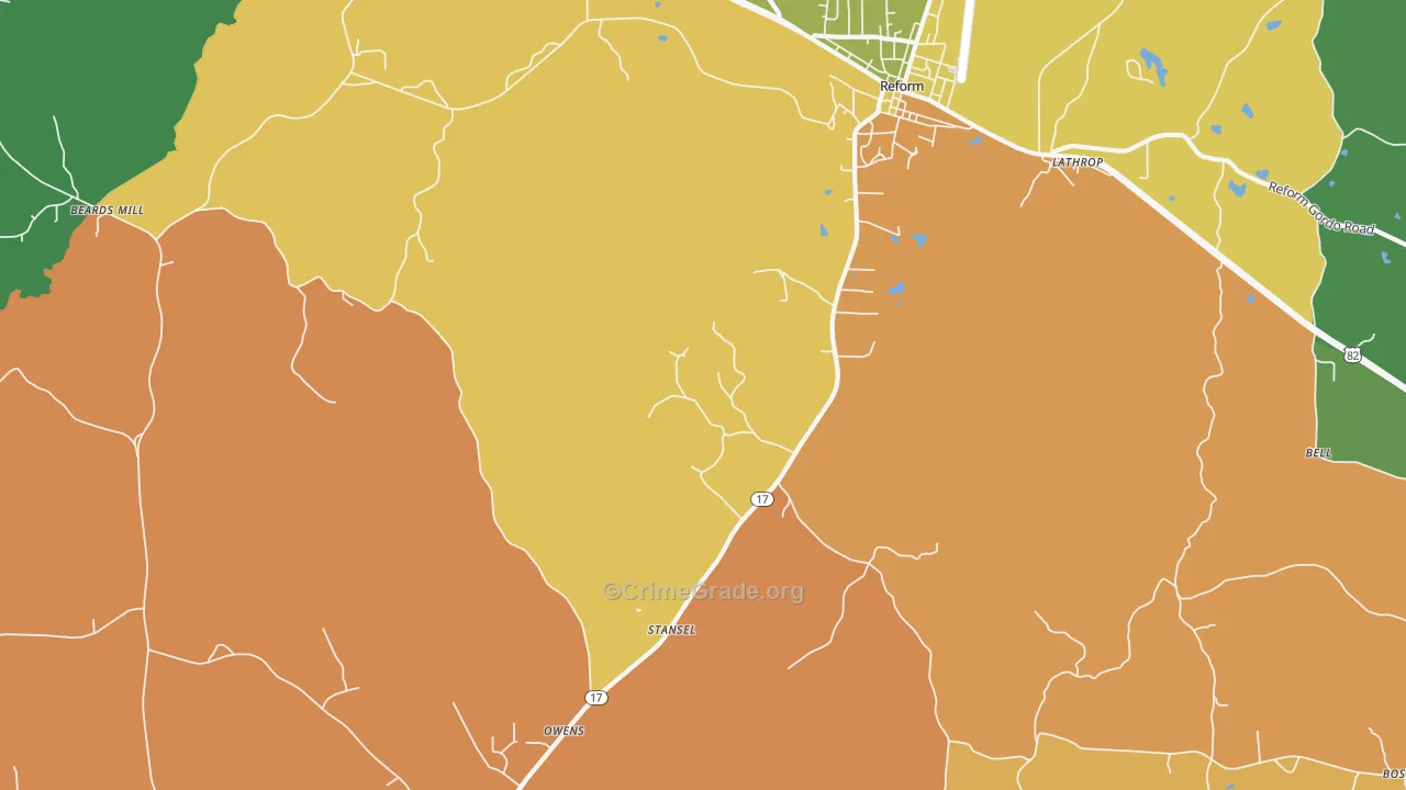 Stansel, AL Map of Vandalism Rates