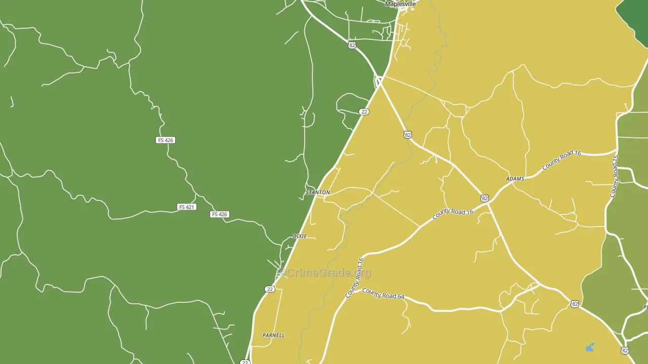 Stanton, AL Map of Vandalism Rates