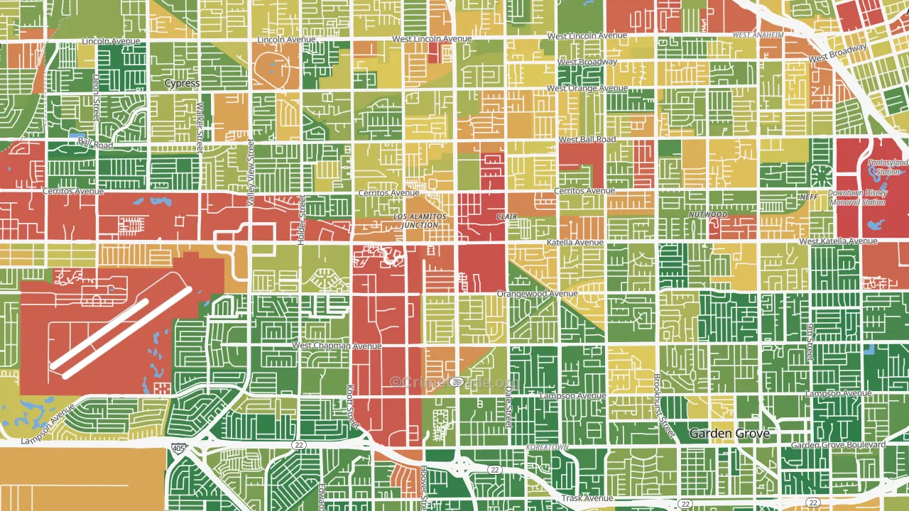Stanton, CA Map of Vandalism Rates