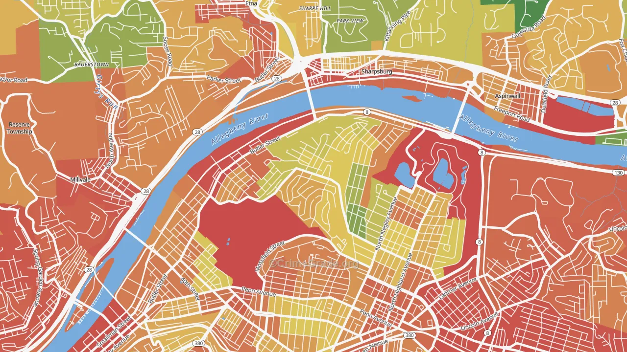 Stanton Heights, Pittsburgh, PA Map of Vandalism Rates